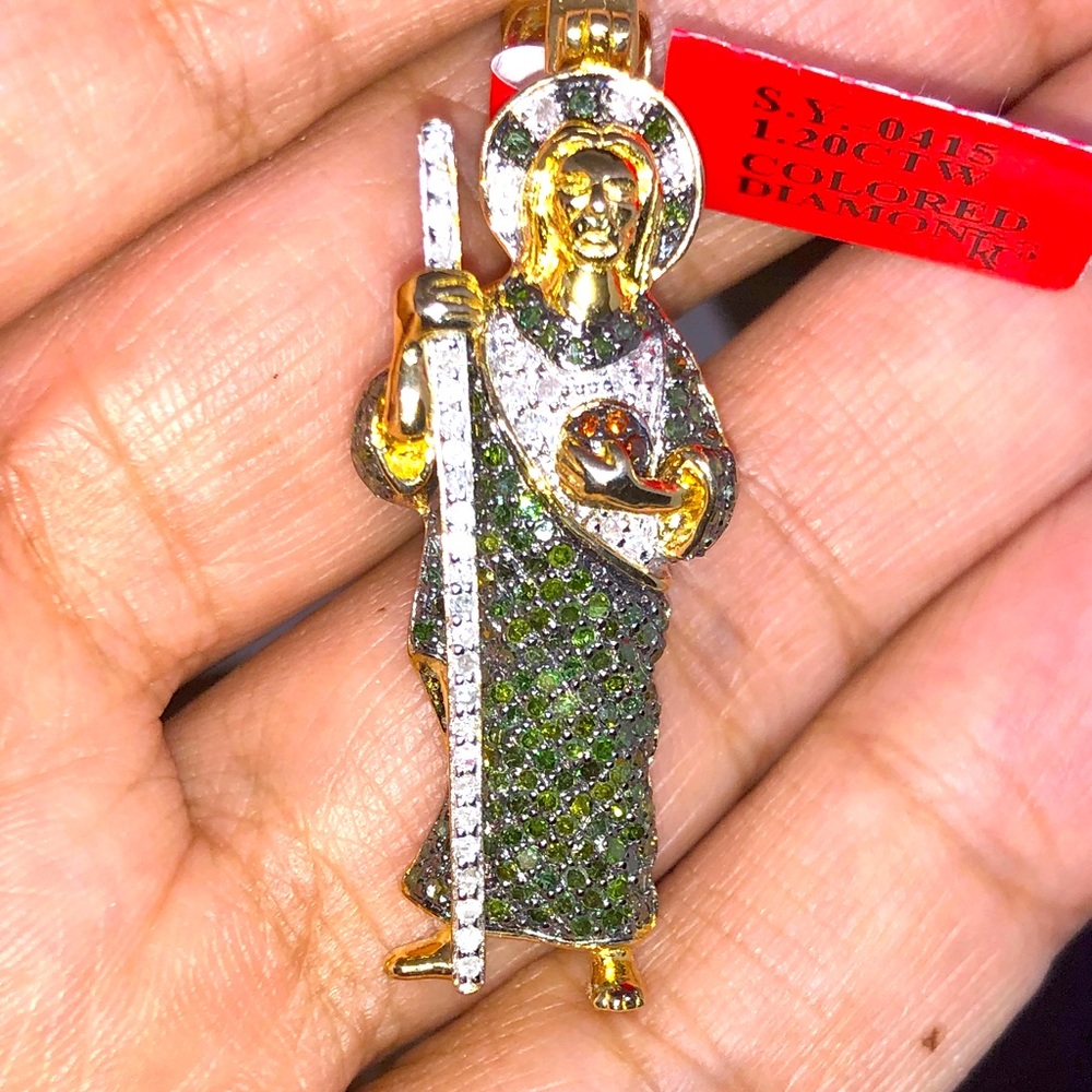 Real Diamond custom made Jesus pendant not CZ! WOW